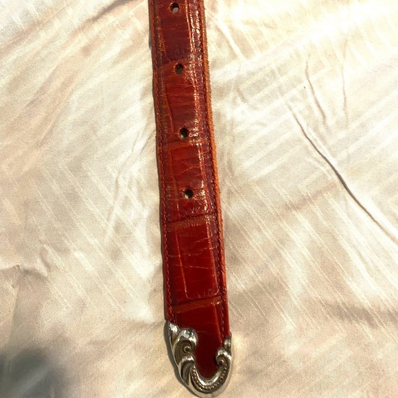 Coldwater Creek Dark Red Leather Belt with Silver Buckle XL - Picture 3 of 3